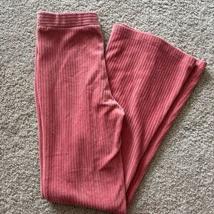 Ribbed Coral Flare Pants